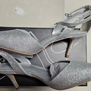 Elegant Silver Glitter Heels